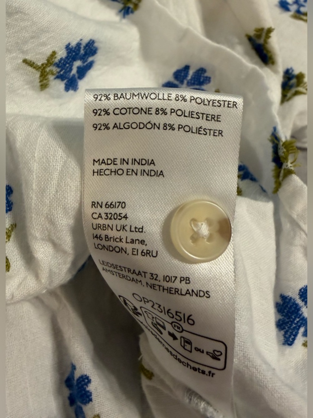 1X Anthropologie Pilcro Babydoll Batwing Blouse white with blue floral - Picture 8 of 10